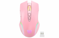 DeTech Herní myš Onikuma CW905, Wireless, RGB, 7D, růžová Designová herní myš se sedmi programovatelnými tlačítky, přepínačem rozlišení, LED podsvícením, drátová s délkou kabelu 1,5m, USB
