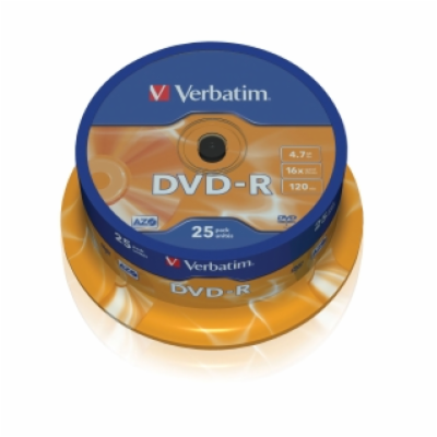 Verbatim DVD+R 4,7GB 16x, Advanced AZO+, cakebox, 25ks (4...