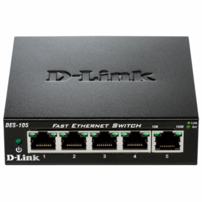 D-Link DES-105/E 5-port 10/100 Metal Housing Desktop Unma...
