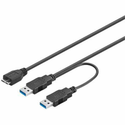 PREMIUMCORD Kabel USB 3.0 2xA - micro (M/F) 30cm DUÁLNÍ (...