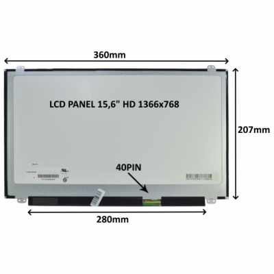 SIL LCD PANEL 15,6" HD 1366x768 40PIN MATNÝ / ÚCHYTY NAHO...