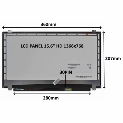 SIL LCD PANEL 15,6" HD 1366x768 30PIN MATNÝ / ÚCHYTY NAHO...