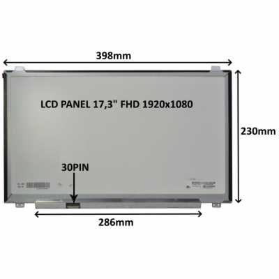 LCD PANEL 17,3" FHD 1920x1080 30PIN MATNÝ IPS / ÚCHYTY NA...