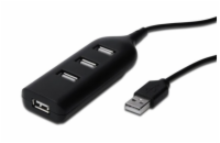 Digitus USB 2.0 hub, 4-porty, černý bez napájecího zdroje