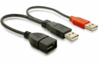 Delock Napájecí kabel USB A samice z 2xUSB A samec. délka 22,5 cm