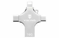 Viking USB Flash disk 3.0 4v1 s koncovkou Lightning/Micro USB/USB/USB-C, 16 GB, stříbrná