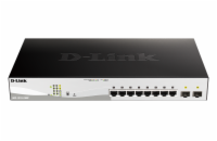 D-Link DGS-1210-10MP D-Link DGS-1210-10MP 10-port Gigabit Smart+ PoE Switch, 8x GbE PoE+, 2x SFP, PoE 130W, fanless