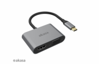 AKASA adaptér USB-C 2-in-1 (single or dual display output, HDMI & VGA)