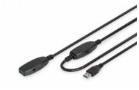Digitus DA-73105 USB 3.0, aktivní, prodlužovací, 10m DIGITUS Extension Cable USB 3.0 SuperSpeed Type USB A/A M/F active black 10m