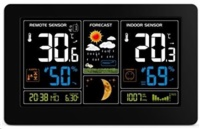 Solight meteostanice, extra velký barevný LCD, teplota, vlhkost, tlak, RCC, USb nabíjení, černá - TE81