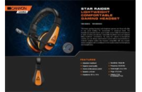 CANYON Herní headset STAR RAIDER GH-1A, 3,5mm jack, ovládání hlasitosti, 2v1, 3.5mm adapter, kabel 2m, černá/oranžová