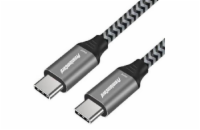 PREMIUMCORD Kabel USB-C M/M, 100W 20V/5A 480Mbps bavlněný oplet, 0,5m