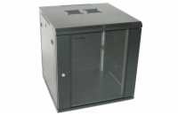 XtendLan 19" nástěnný rozvaděč 12U 600x600, nosnost 60 kg, skleněné dveře, rozložený, černý