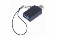 PremiumCord adaptér USB-C male - USB3.0  A female, OTG, černý s očkem na zavěšení