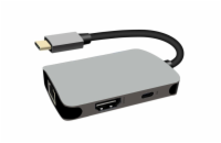 PremiumCord ku31dock18 PREMIUMCORD Adaptér USB-C na HDMI + RJ45 + PD adaptér, hliníkové pouzdro