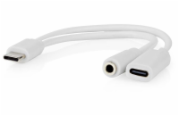 NEDIS USB-C adaptér/ USB-C zástrčka - USB-C zásuvka / 3,5 mm jack zásuvka/ bílý/ blistr/ 10 cm
