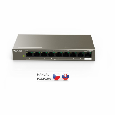 Tenda TEF1109P-8-63W PoE AT switch 8x PoE 802.3af/at, 9x ...