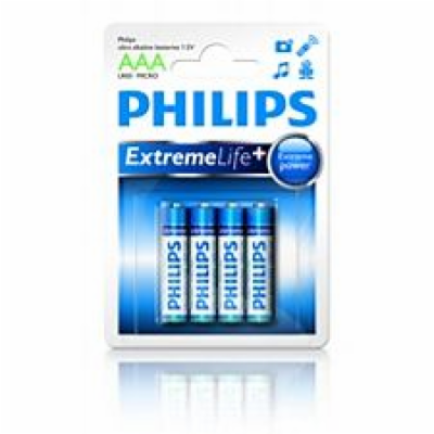 Philips baterie AAA ExtremeLife+, alkalická - 4ks