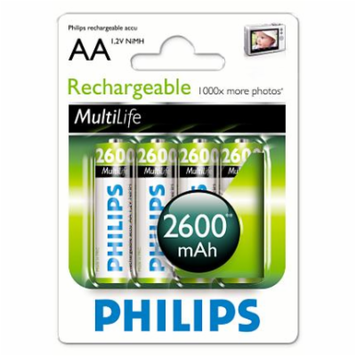 Philips baterie AA 2600mAh MultiLife, NiMh - 4ks
