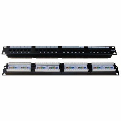 DATACOM Patch panel 19" UTP 24 port CAT6 DUAL 1U BK (4x6p)