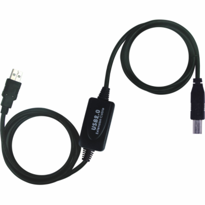 PREMIUMCORD USB 2.0 repeater a propojovací kabel A/M-B/M 15m