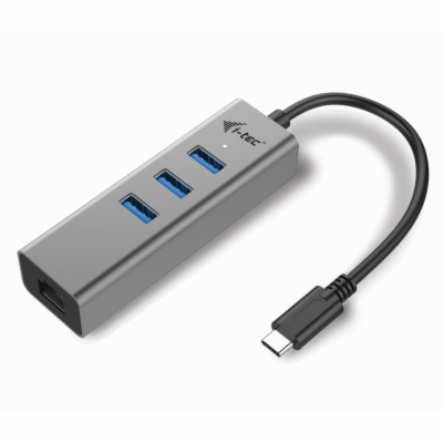 i-tec USB-C Metal 3-portový HUB s Gigabit Ethernet adapterem