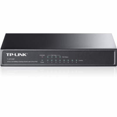 TP-Link switch TL-SF1008P (8x100Mb/s, 4xPoE+, 66W, fanless)