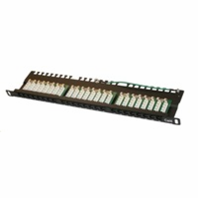 XtendLan Patch panel 19"/0,5U, 24 portů RJ-45, Cat6, čern...
