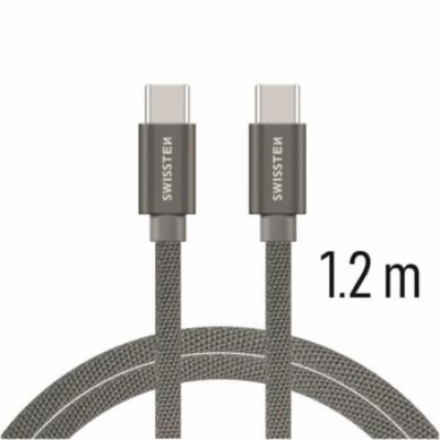 Swissten Datový Kabel Textile USB-C / USB-C 1,2 M Šedý