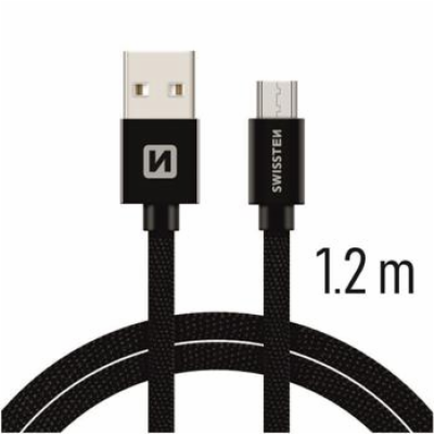 Swissten Datový Kabel Textile Usb / Micro Usb 1,2 M Černý