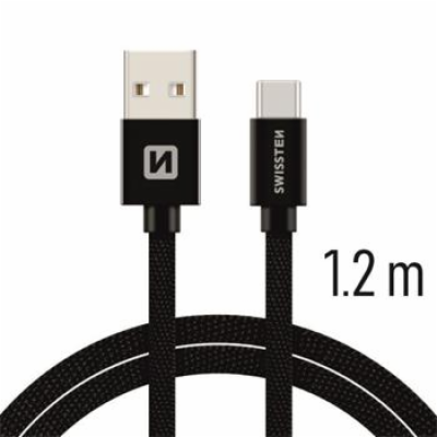 Swissten Datový Kabel Textile Usb / Usb-C 1,2 M Černý