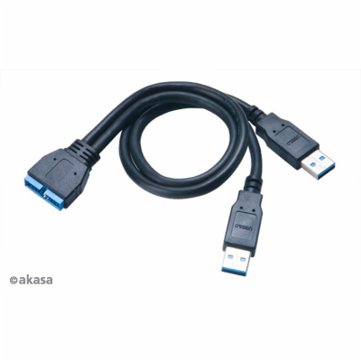 AKASA adaptér MB externí, na 2x USB 3.0, kabel, 30 cm