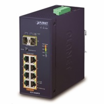 Planet IGS-1020PTF Průmyslový L2 PoE switch, 8x1Gb + 2xSF...