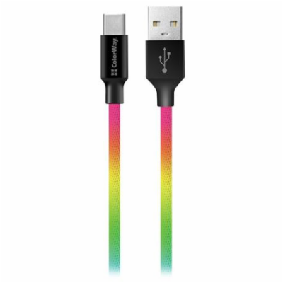 Colorway Datový Kabel Usb / Usb-C/ 1m/ 2.4A/ Multicolor