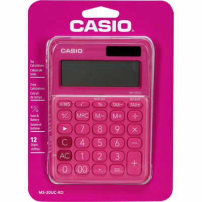 Kalkulačka CASIO MS 20UC-RD, červená, stolní