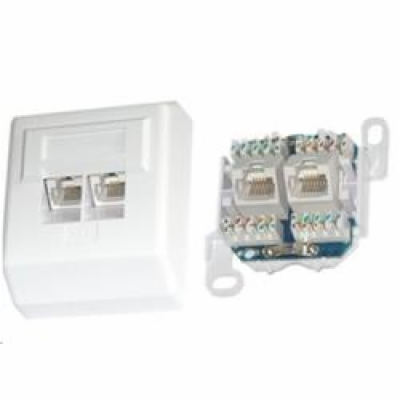 XtendLan Zásuvka 2x RJ-45, Cat5e, nestíněná, na zeď, šikm...