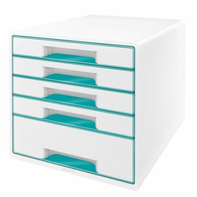 LEITZ Zásuvkový box  WOW CUBE, 5 zásuvek, bílá/ledově modrá