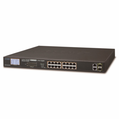 Planet FGSW-1822VHP PoE switch, 16x100,2x1000-TP/SFP, LCD...