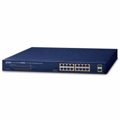 Planet GSW-1820HP PoE switch, 16x1Gb + 2x SFP 1Gb, PoE 80...