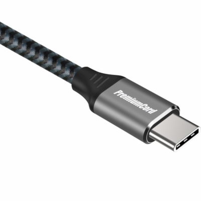 PREMIUMCORD Kabel USB-C M/M, 100W 20V/5A 480Mbps bavlněný...