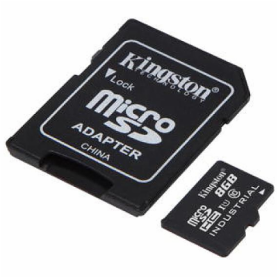 KINGSTON 8GB microSDHC Industrial C10 A1 pSLC Card + SD A...