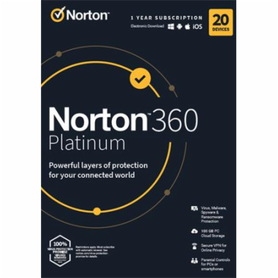 Norton 360 PLATINUM 100GB 1 uživatel 20 lic. 1 rok (21428...