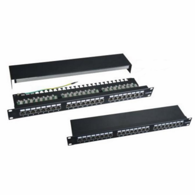 XtendLan Patch panel 19", 24 portů, stíněný, Cat5e, vyvaz...