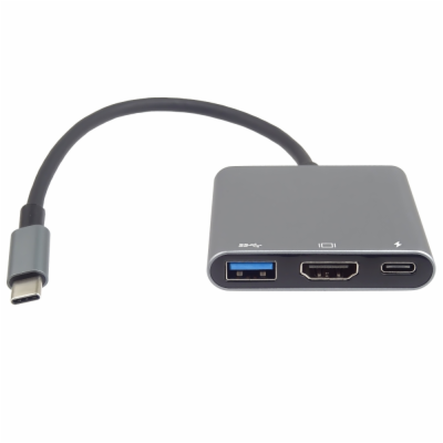 PremiumCord Adaptér USB-C na HDMI + USB3.0 + PD, rozlišen...
