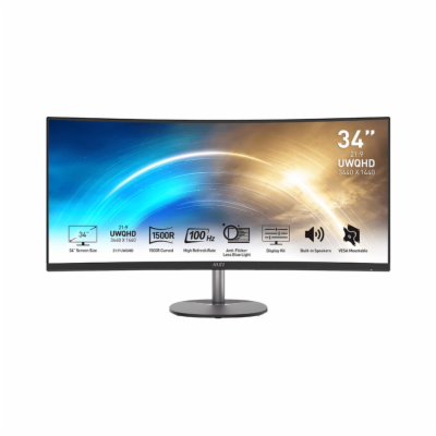 MSI monitor PRO MP341CQ, 34" zakřivený /3440x1440 (UWQHD)...