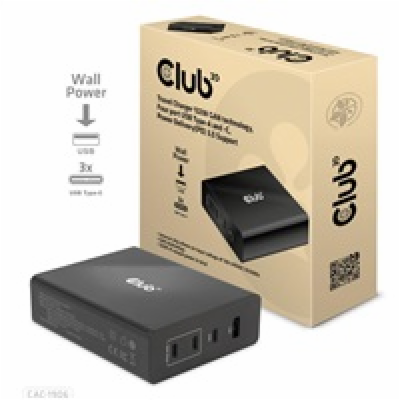Club3D cestovní nabíječka 132W GAN technologie, 4xUSB-A a...