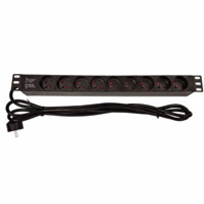 19" rozvodný panel LEXI-Net 9x230V, kabel 3m, 1U