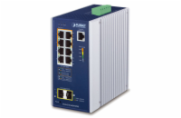 Planet IGS-4215-4UP4T2S průmyslový L2 switch, 8x1Gb, 2x1Gb SFP, 4x PoE 802.3bt 240W, 48-54VDC, -40~75°C, IP30