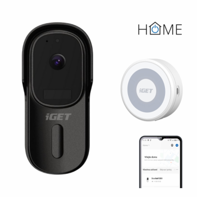 iGET HOME Doorbell DS1 Black + CHS1 White - WiFi bateriov...
