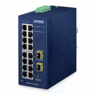 Planet IGS-4215-16T2S-U průmyslový L2 switch, 16x1Gb, 2x1...